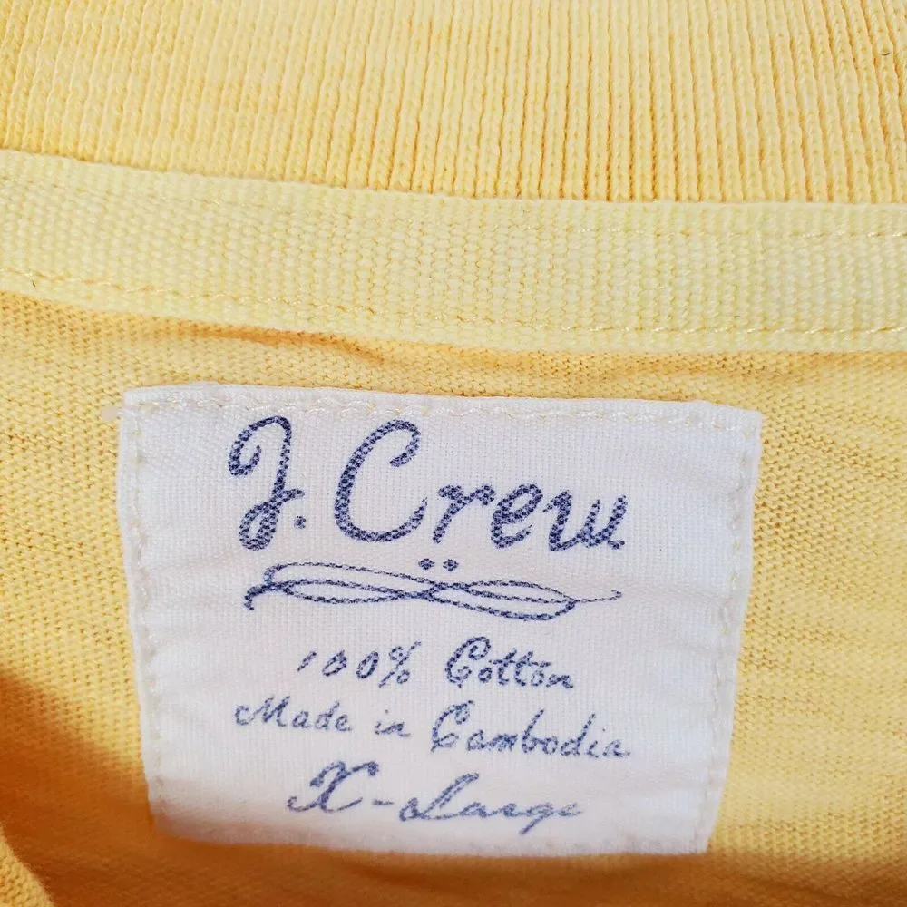 J Crew Men's Solid Yellow Collared Polo Shirt‎ Size XL 100% Cotton